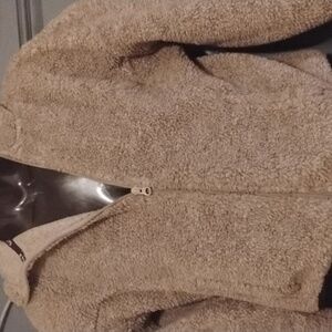 brown furry hooded jacket